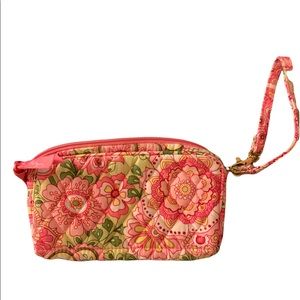 Vera Bradley Pink Petals Pattern Multicolor Wristlet 4.5"H x 7"W x 1"D